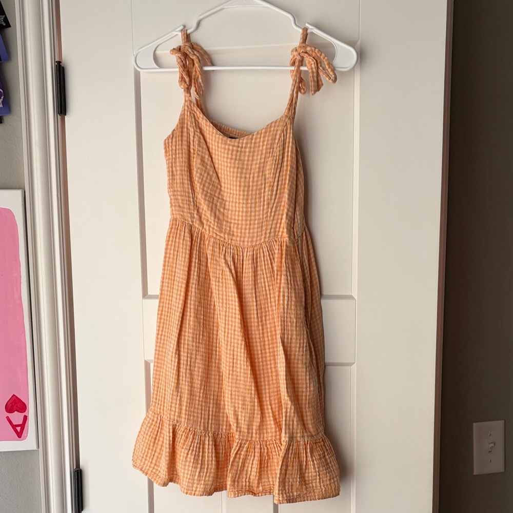 Old Navy Orange Gingham Mini Dress